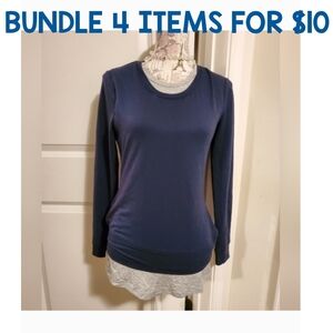 *4 FOR $10* Classic Navy Blue Mock Layer Top